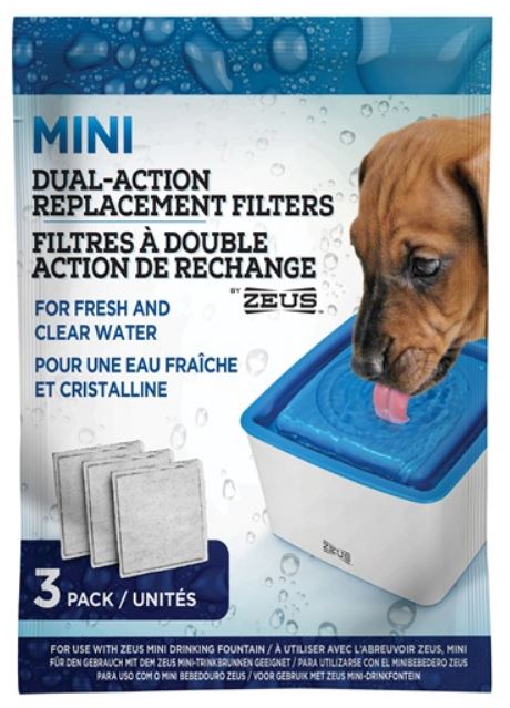 Zeus Mini Fountain Dual Action Replacement Filters 3 Pack